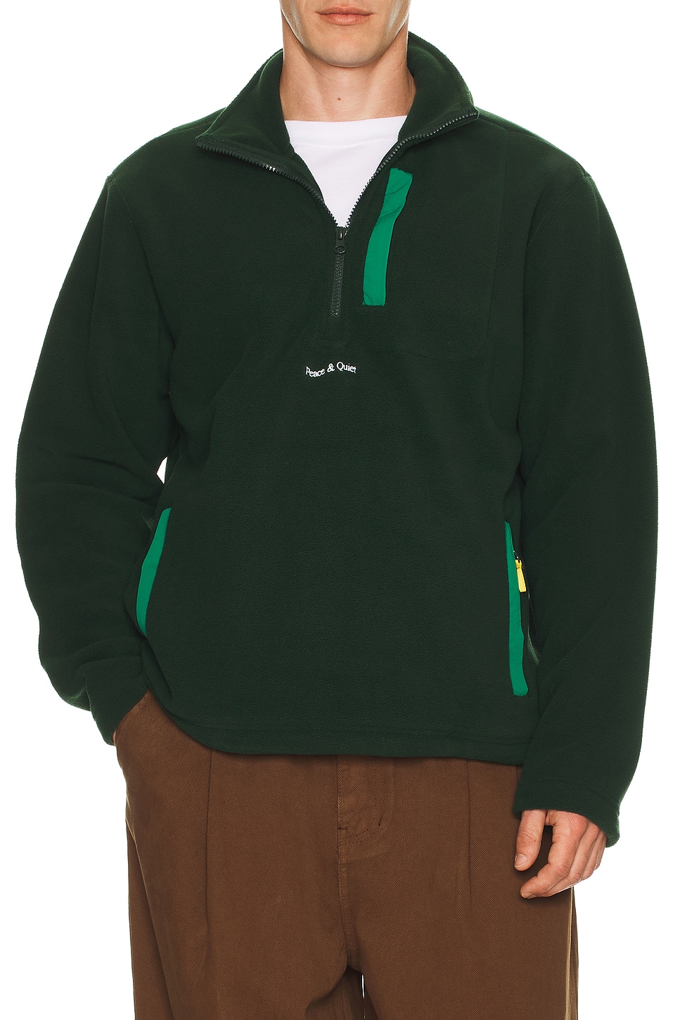 Museum of Peace and Quiet Summit Polar Fleece Quarter Zip in Forest - Green. M also in XS