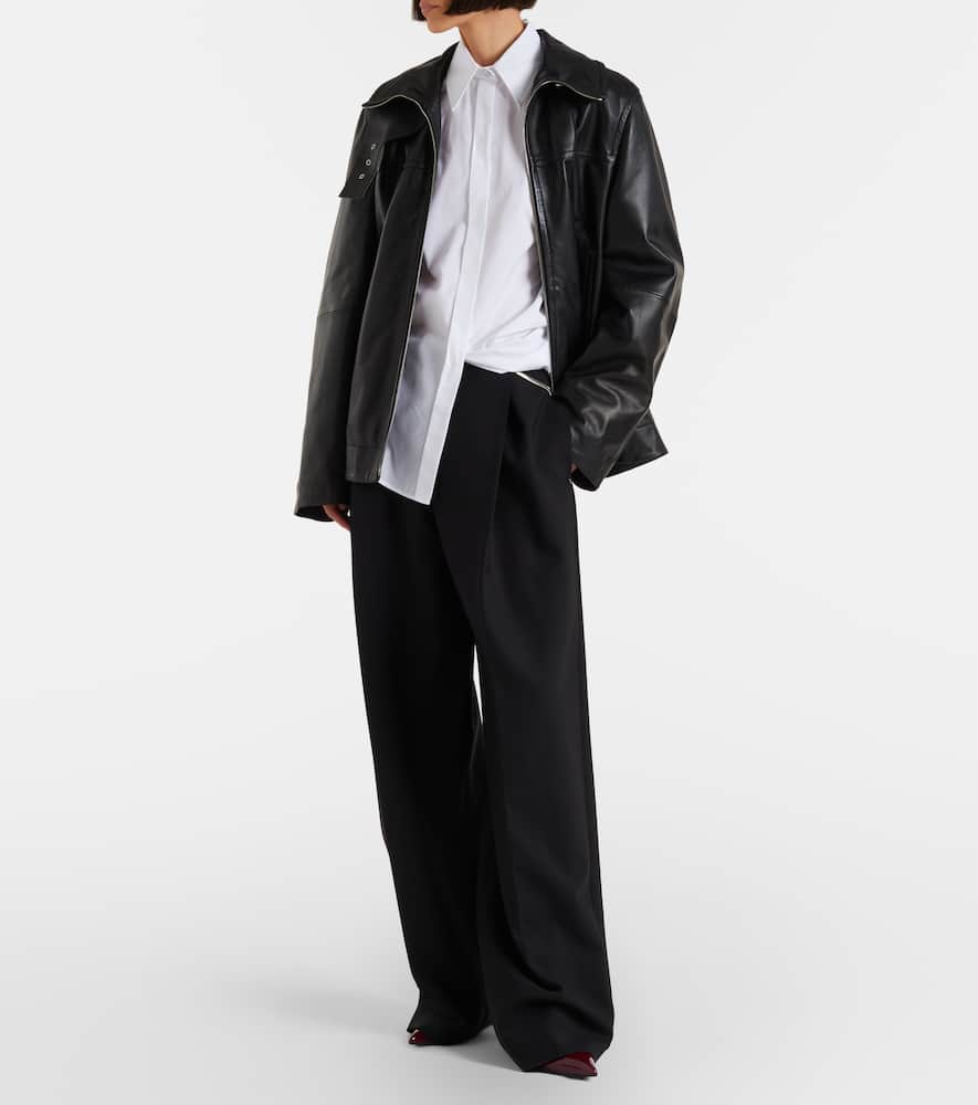 Pleated low-rise wide-leg pants