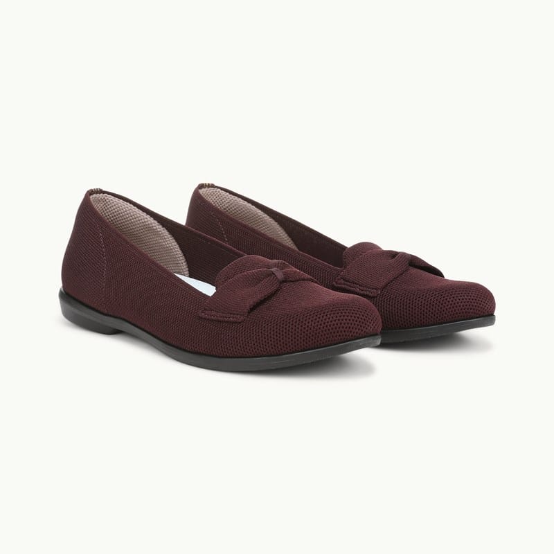 For Kandi Moc Loafer Shoes Chocolate Plum Knit Fabric