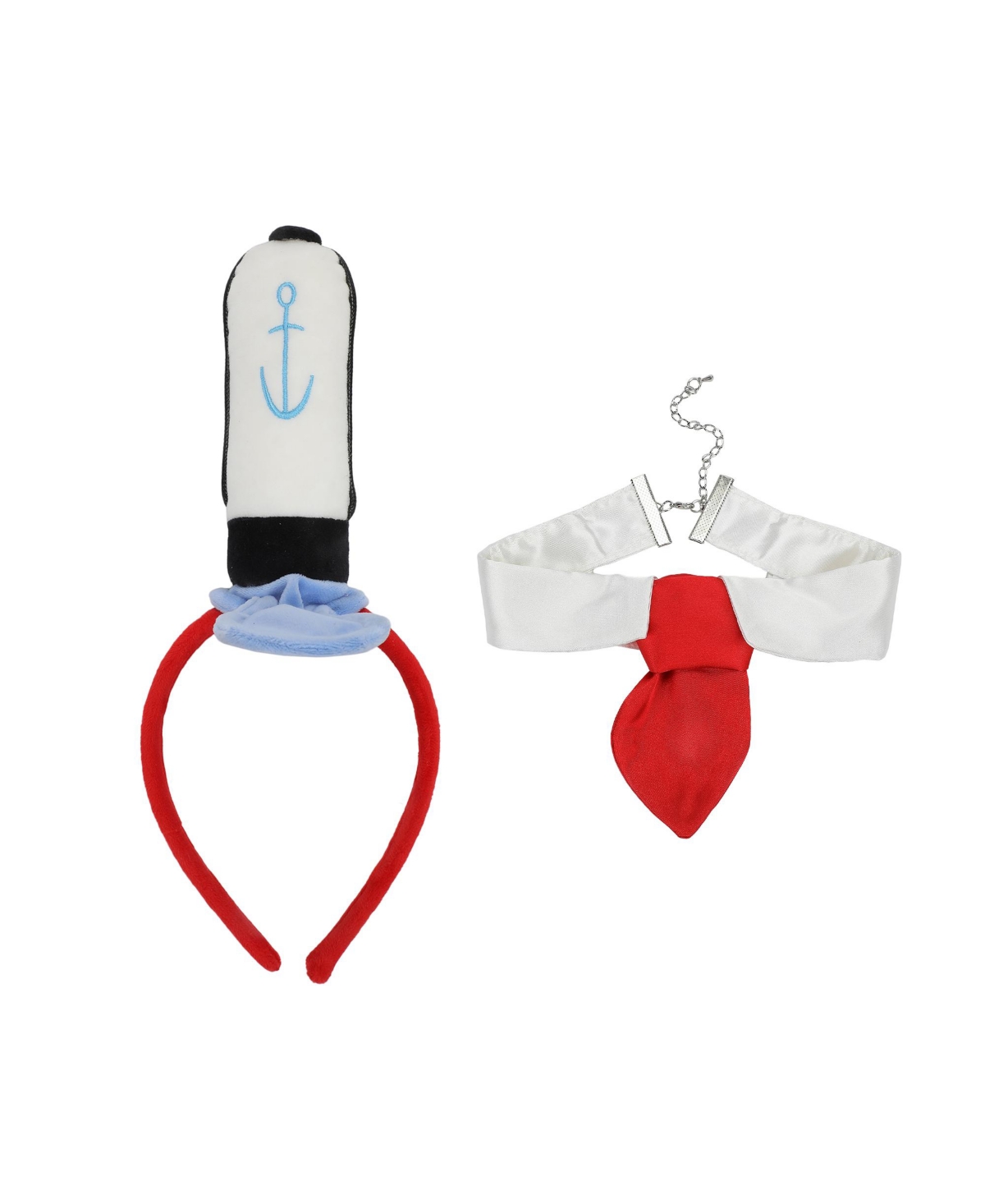 Krusty Krab Cosplay Character Headband and Tie - White, red  blue