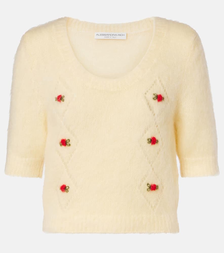 Embroidered mohair-blend sweater
