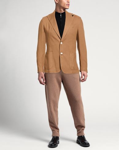 Man Blazer Camel Size 36 Linen, Viscose