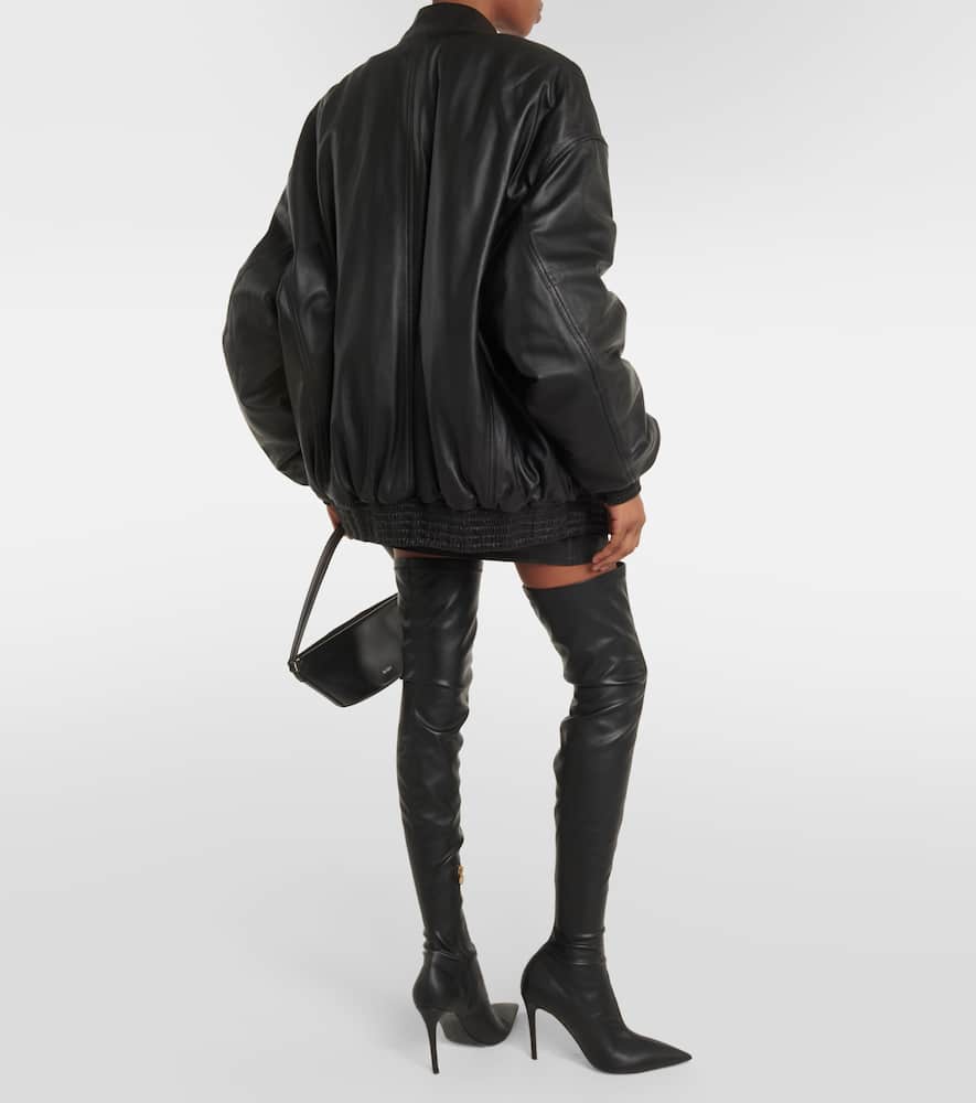 Leather bomber jacket