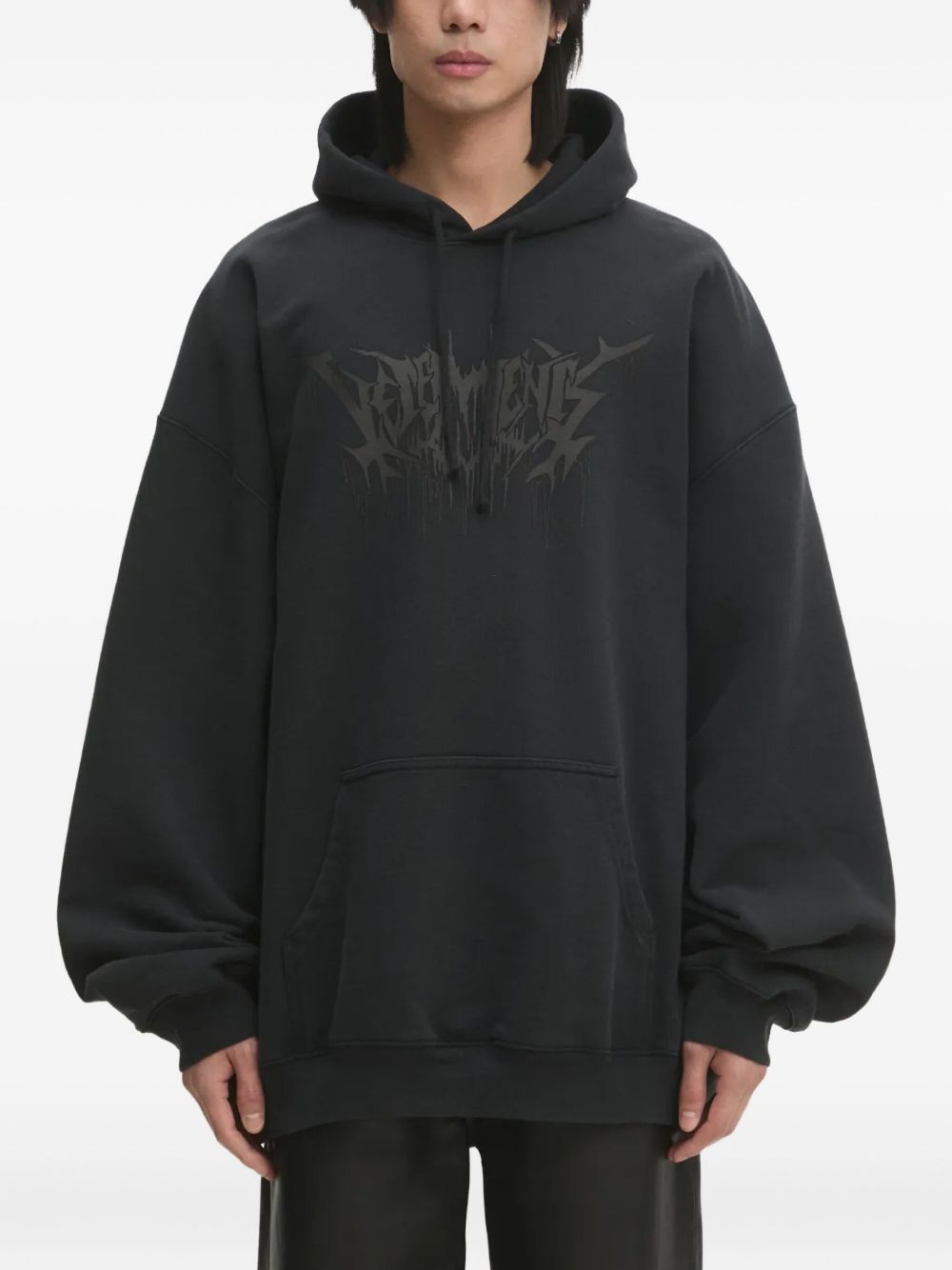 Logo-print hoodie - Black