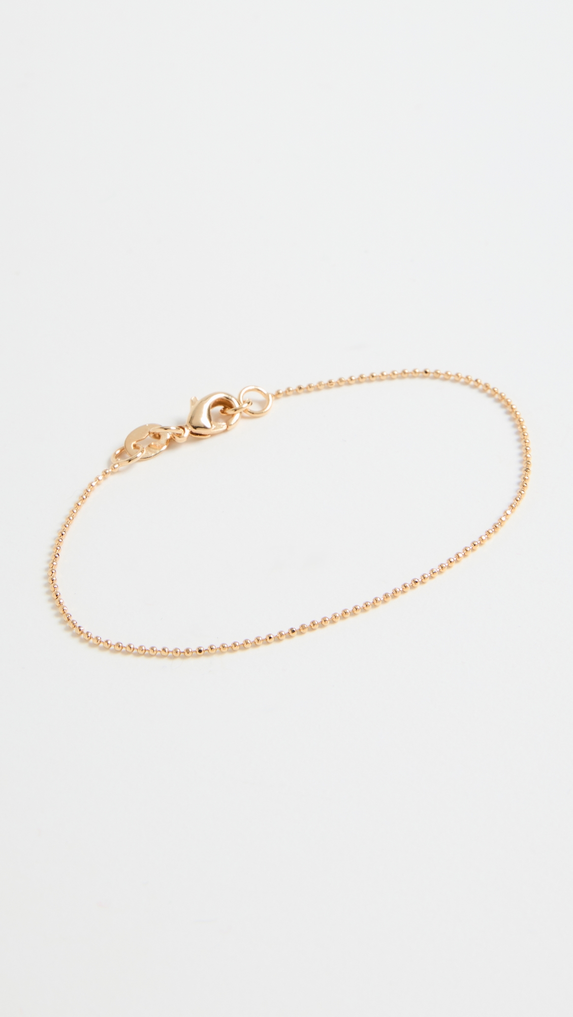 1MM Diamond Cut Ball Chain Bracelet Yellow Gold One Size