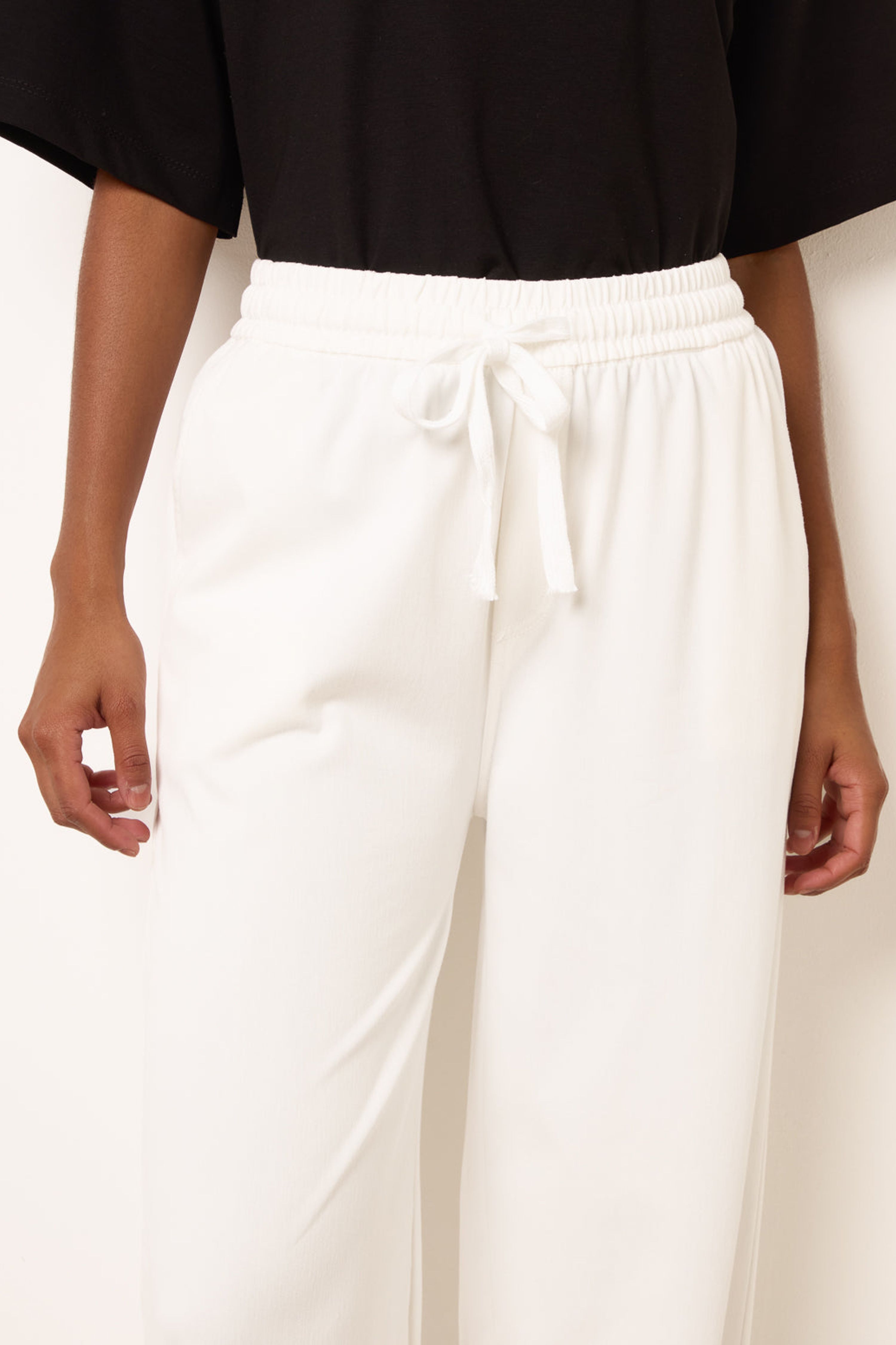 Blue Vanilla Women's White Elastic Waist Trousers | : Mediu