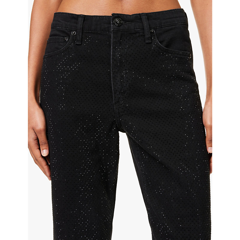 Womens Sirinjewel Harlow Rhinestone-embellishment Straight-leg Mid-rise Stretch-denim Jeans
