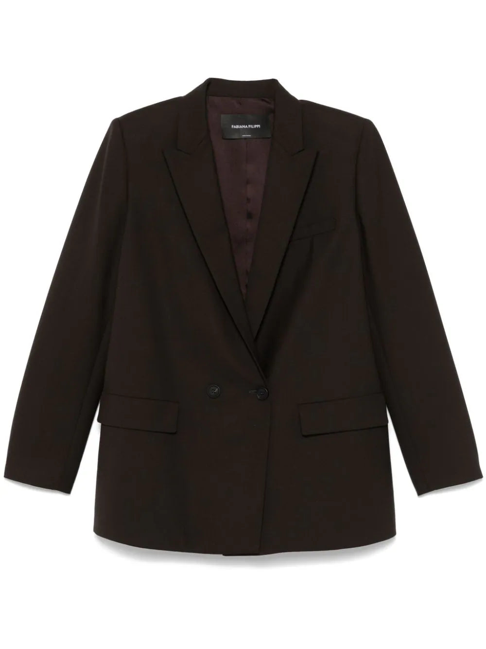 Double-Breasted Merino Wool Blend Blazer — Brown