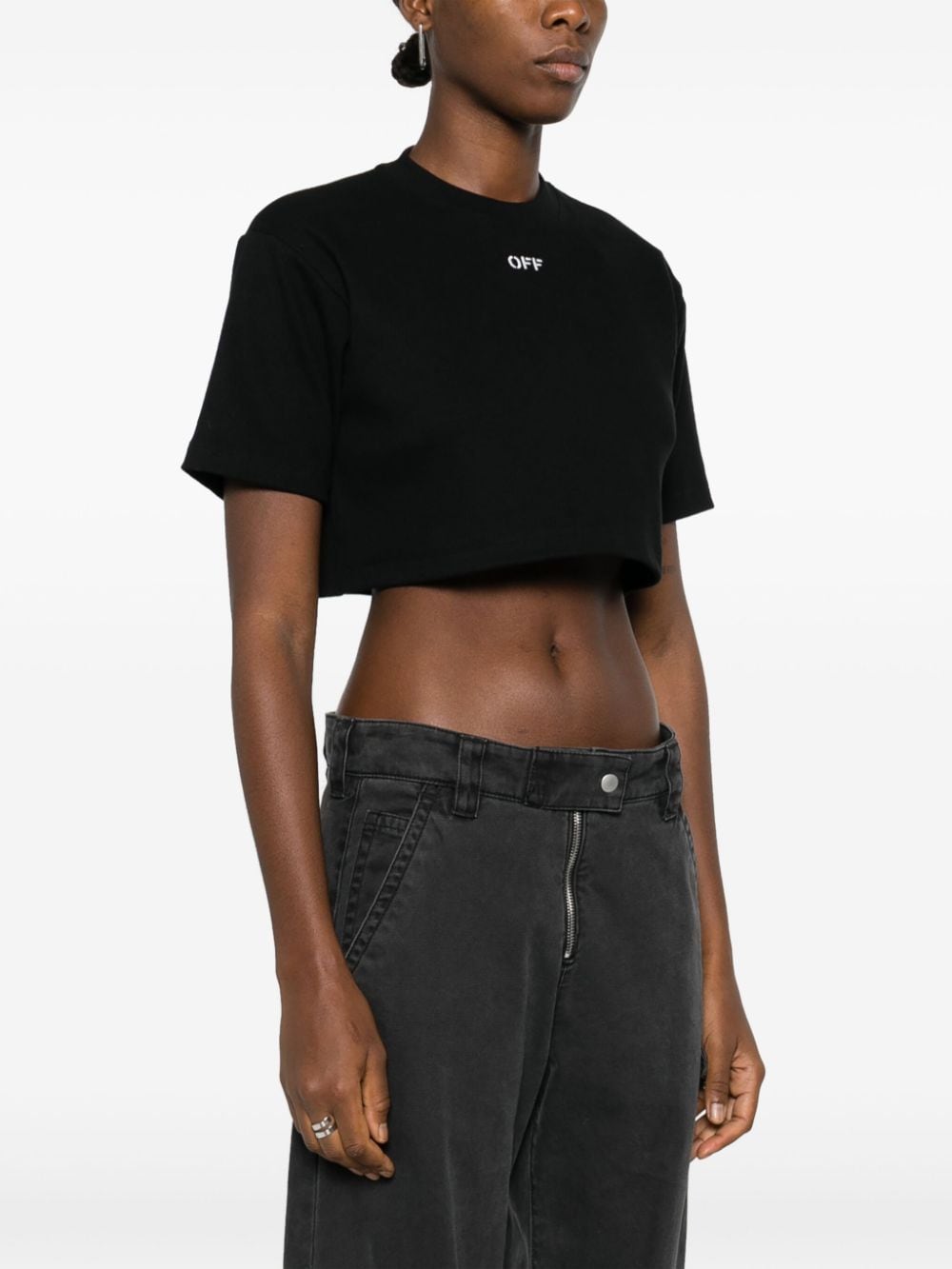 Off-Stamp cropped T-shirt - Black
