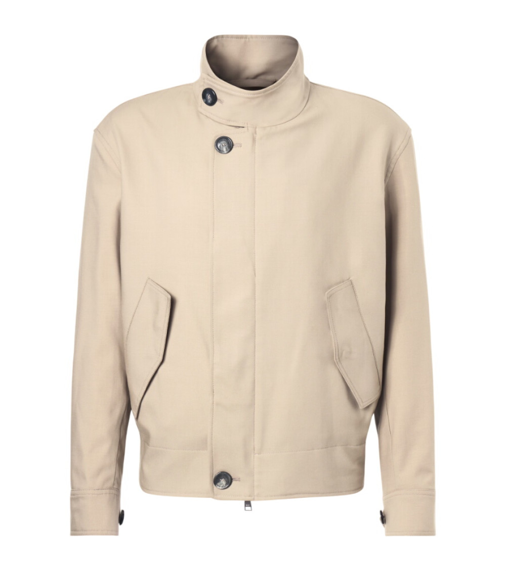 Ami Paris - harrington coat button cuffs elasticated hem high collar