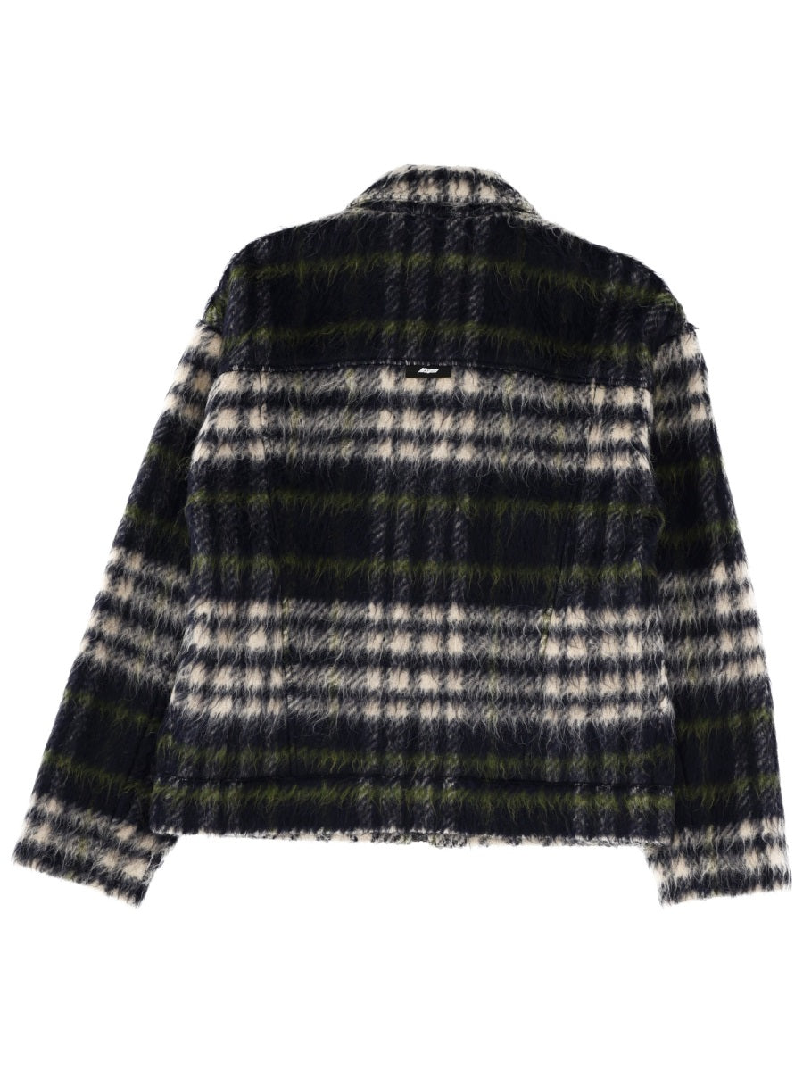 Check-pattern Zip-up Jacket