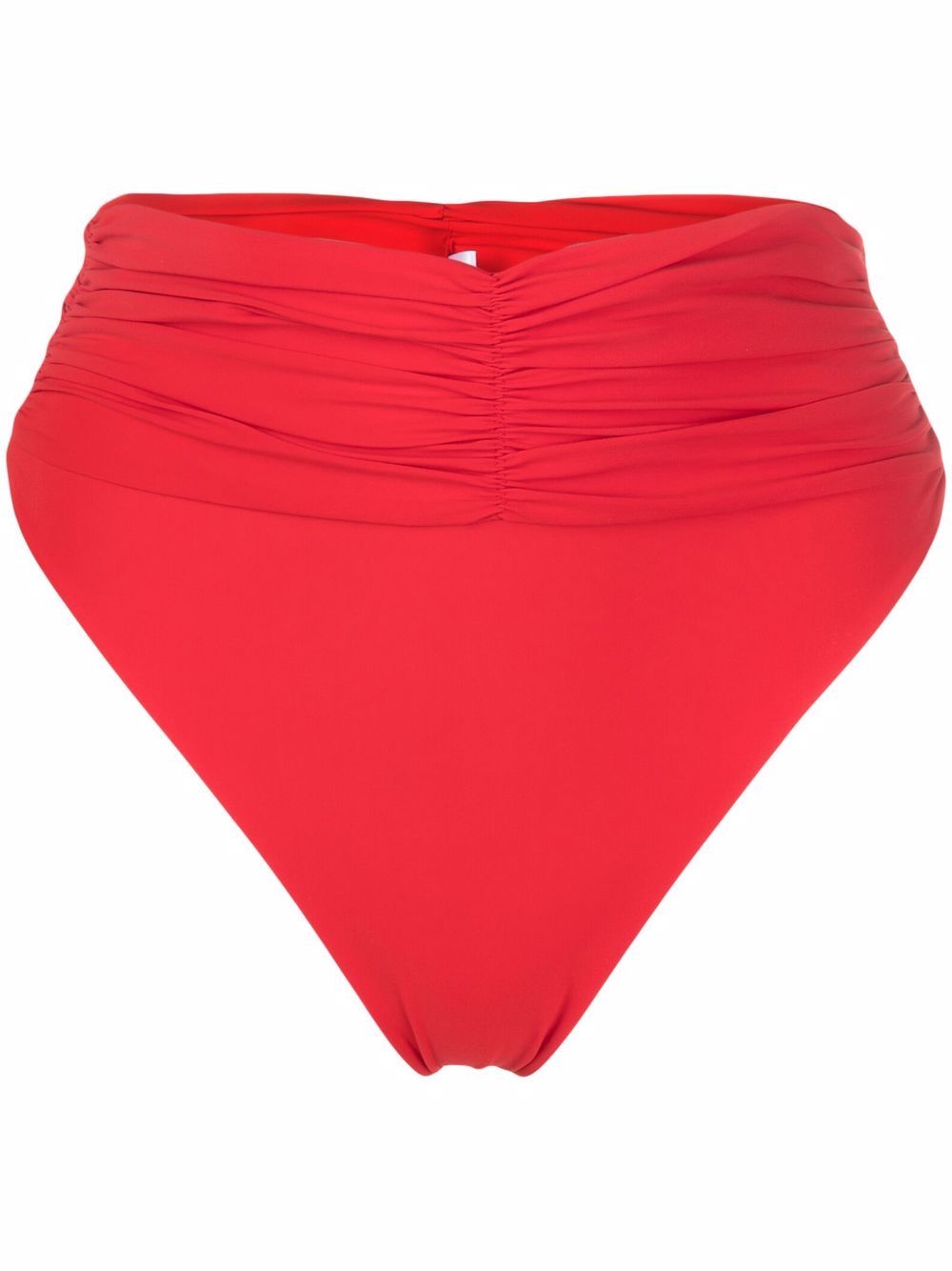 High-waisted ruched bikini bottoms - Red