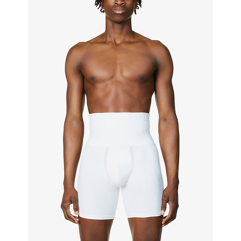 Mens White Ultra-Sculpt Shaping High-rise Slim-fit Stretch-cotton Boxers 