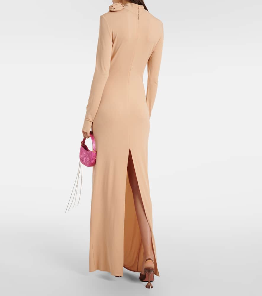 Floral-appliqué gown