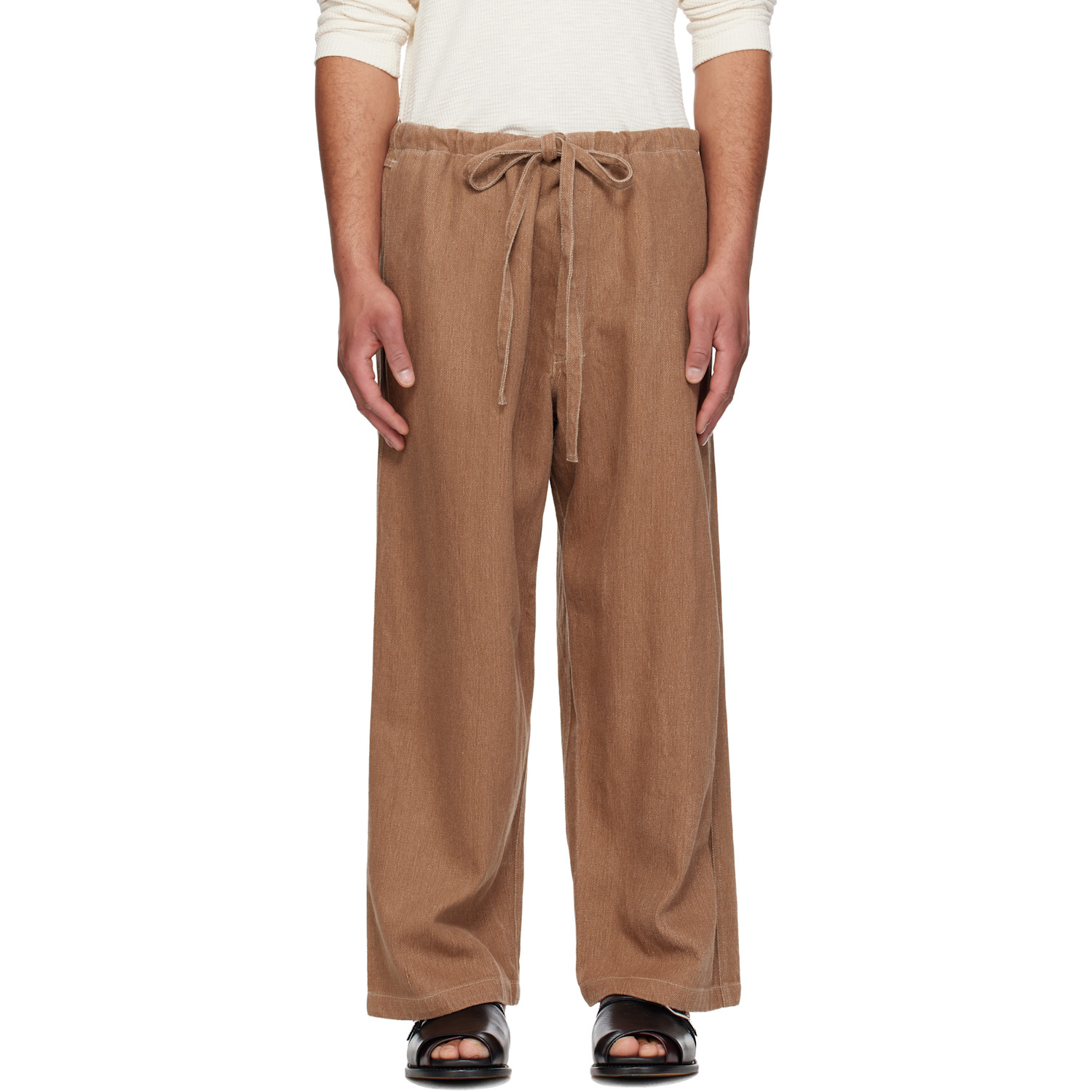 Brown Cropped Farm Trousers