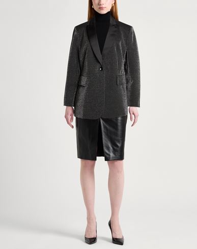 Elena Mirò Woman Blazer Black Size 12 Polyester, Metallic fiber, Elastane