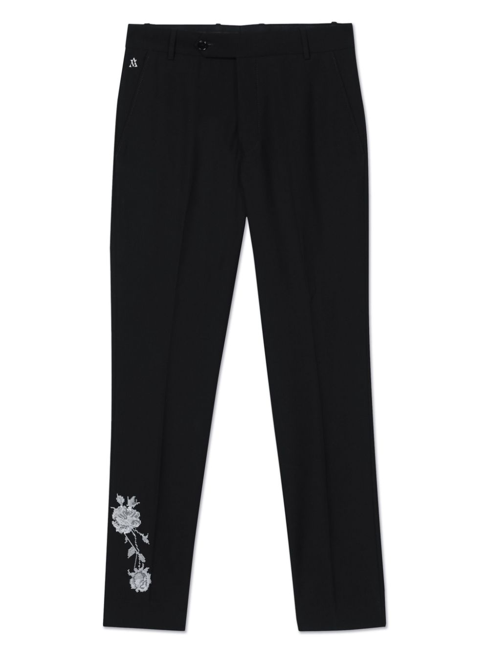 Floral-jacquard trousers - BLACK