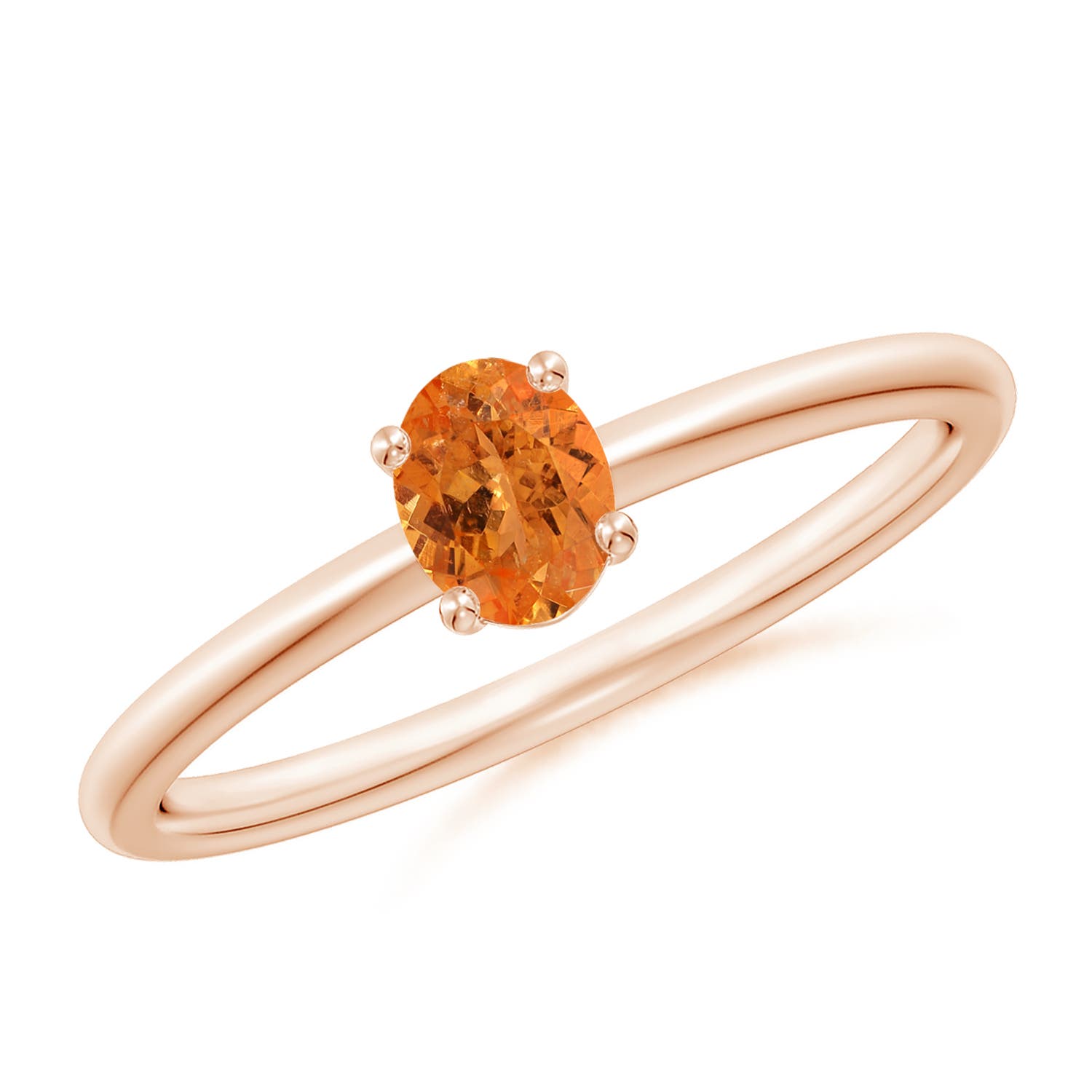 Angara 0.42 Carat Classic Solitaire Oval Spessartite Promise Ring in 14K Rose Gold