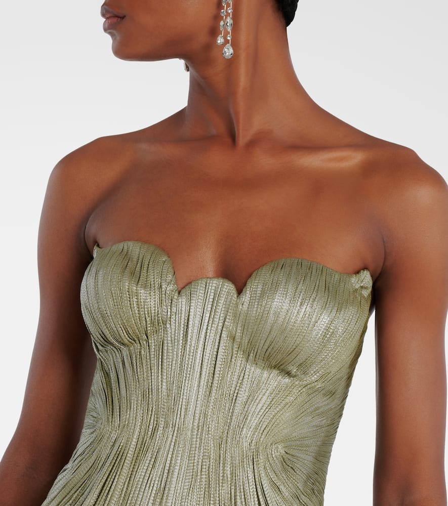 Jasleen strapless silk tulle corset gown