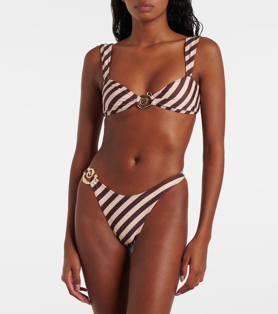 Spiral striped bikini bottoms