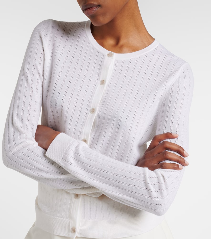 Pointelle virgin wool cardigan