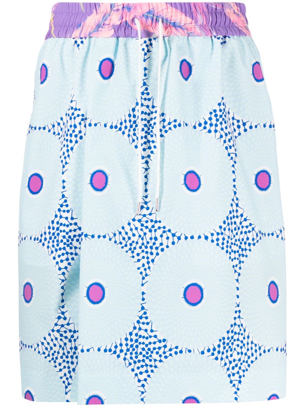 Graphic-print drawstring shorts - Blue