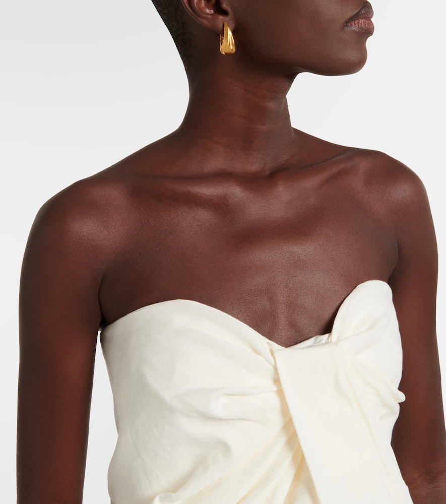 Tuiren draped linen and cotton-blend top