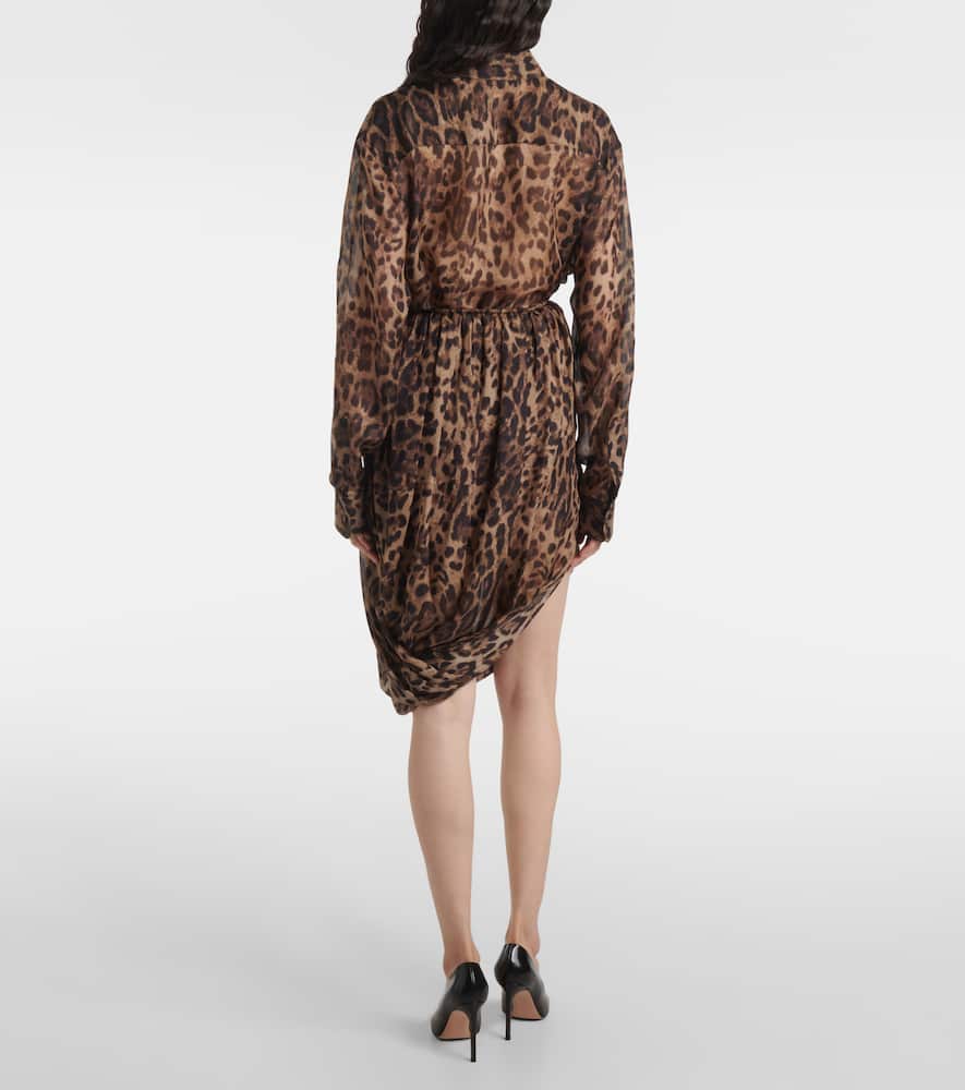 Leopard-print chiffon midi skirt