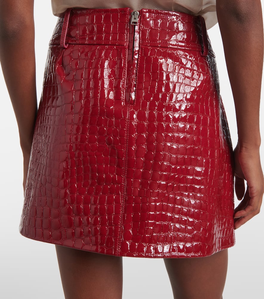 Croc-effect leather miniskirt
