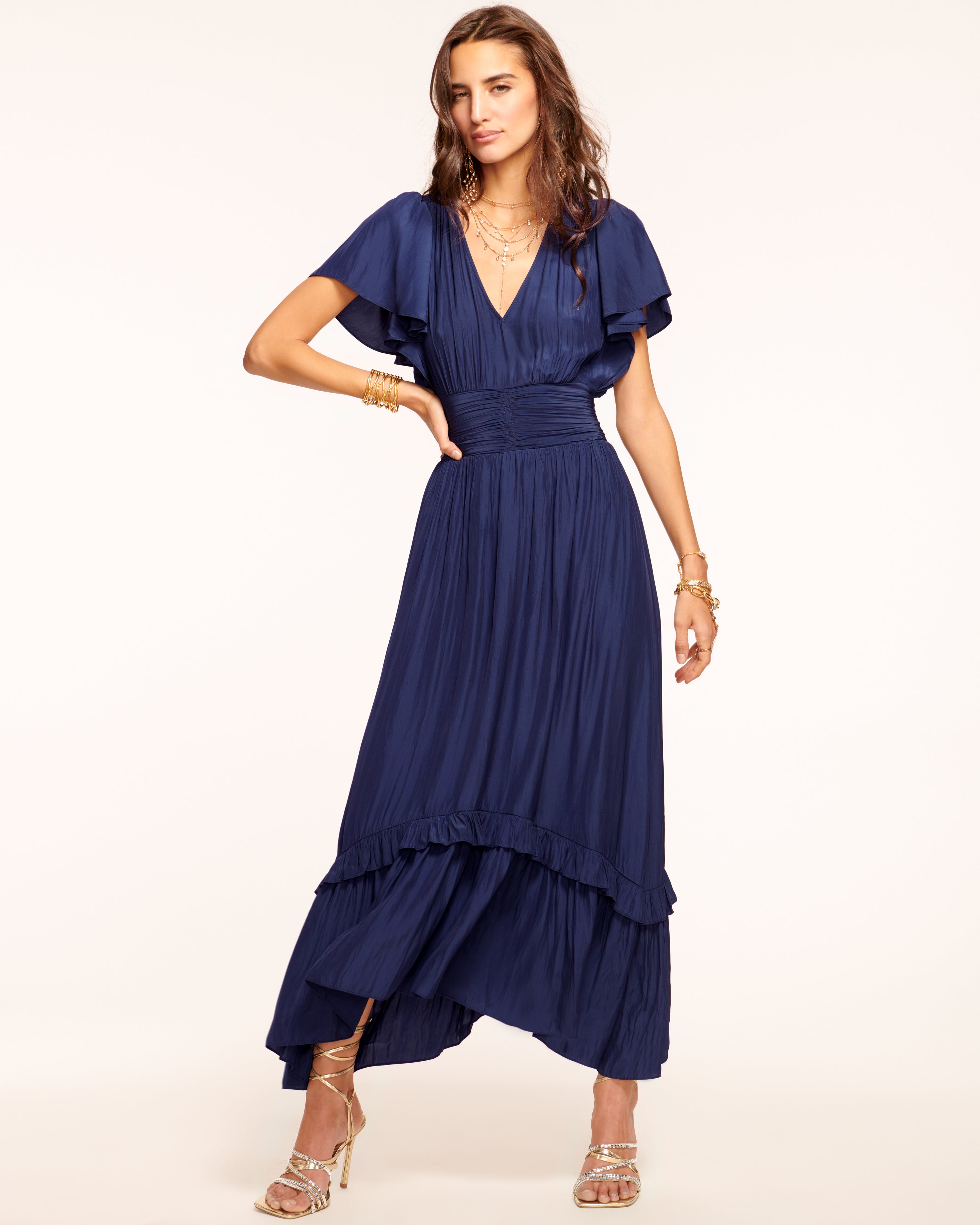 Joanie Short Sleeve Maxi Dress in Pink Petunia