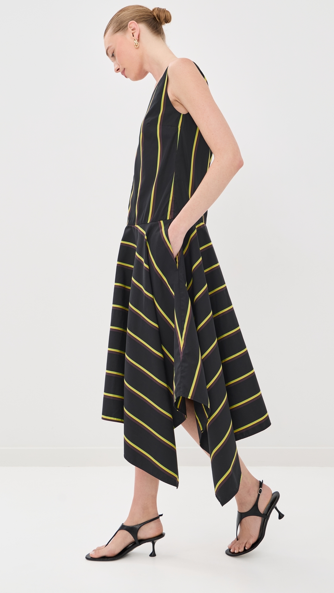 Beatriz Dress in Cotton Silk Shirting Black multi