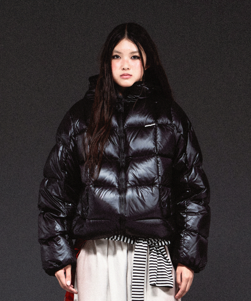 HOODED DUCK DOWN JACKET BLACK