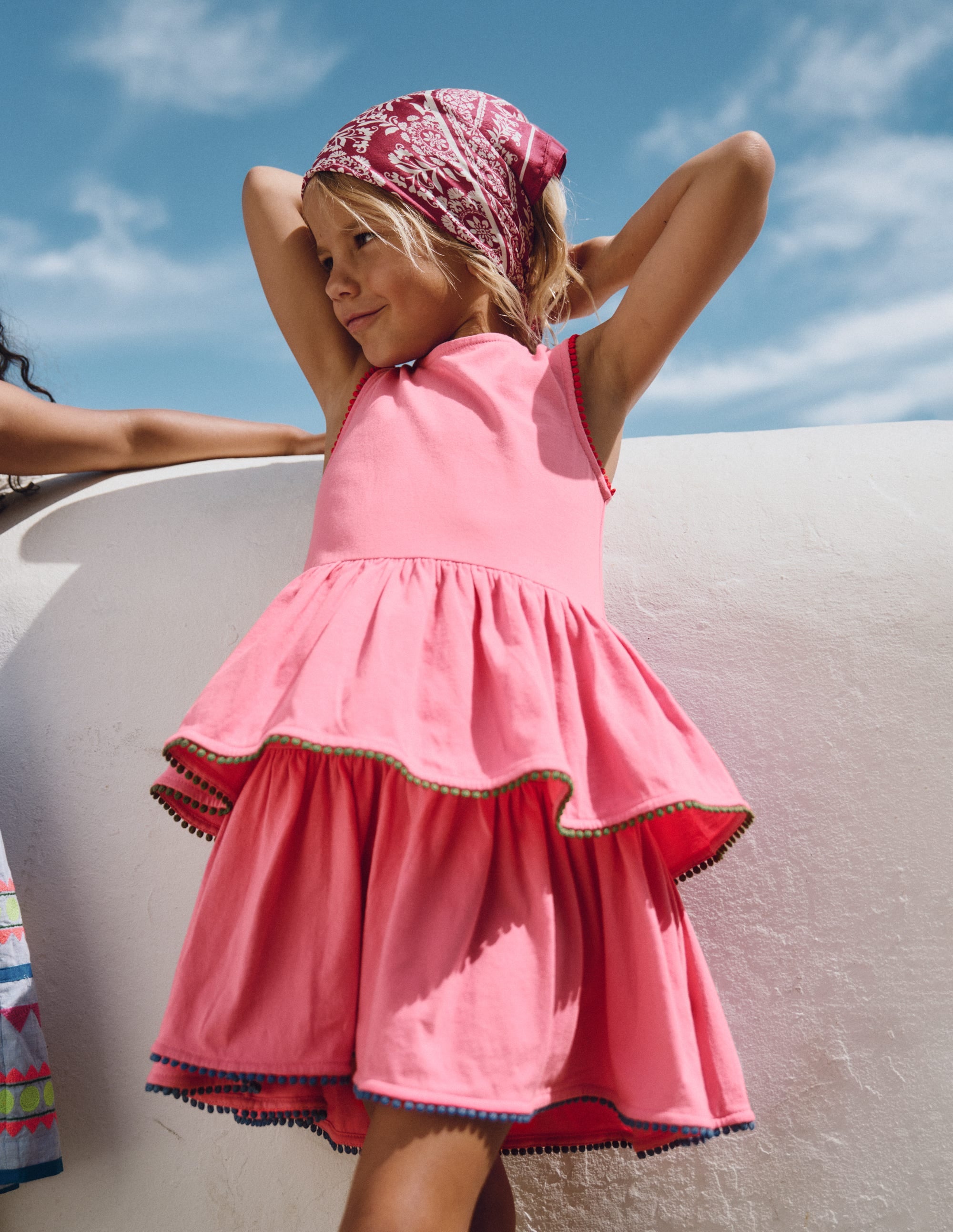 Girls Tiered Jersey Sundress in Pink | Size 2-3 Years