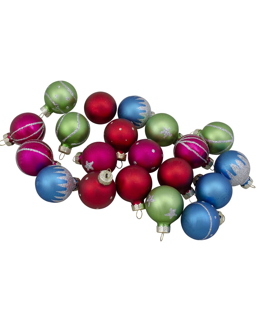 Northlight Set of 20 Glass Christmas Decorations And Tree Topper 1.25in (35Mm)