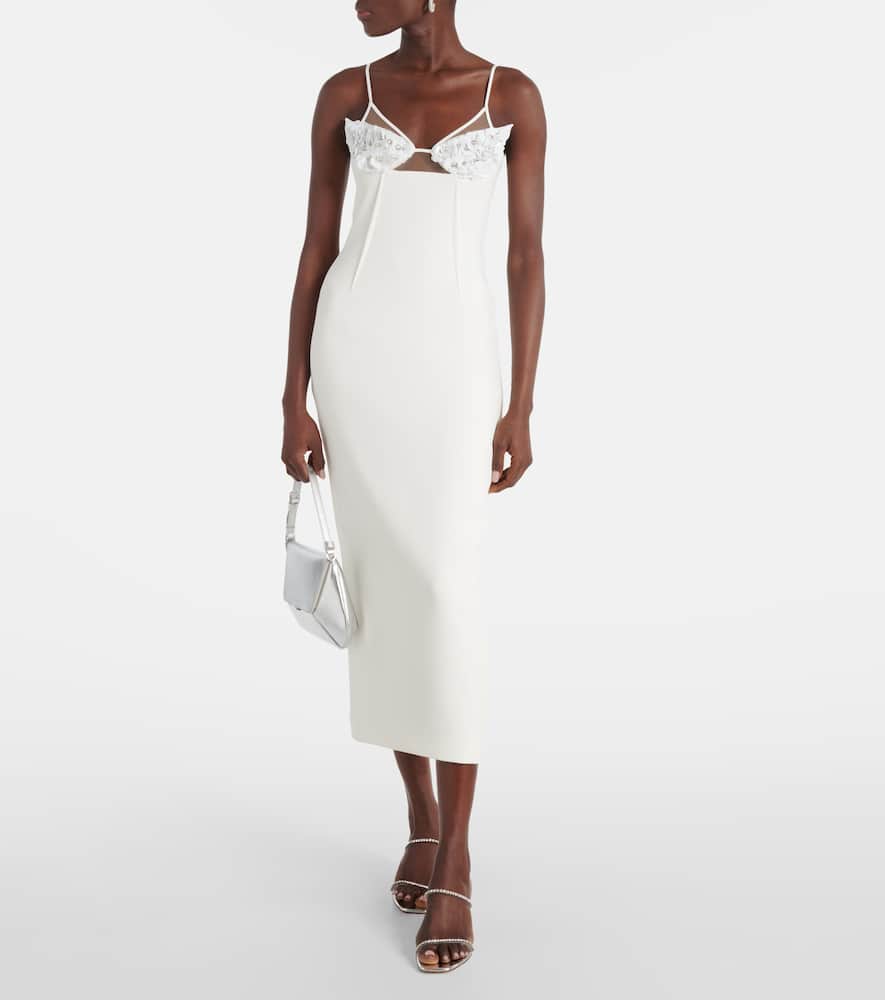 Embellished cady midi dress