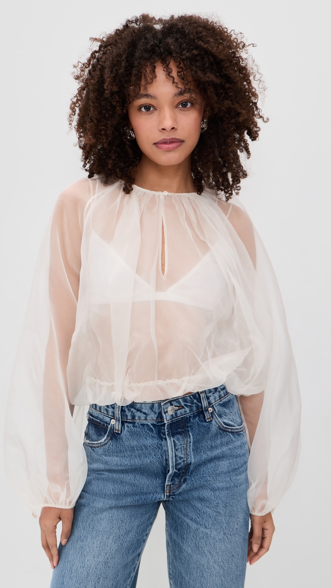 The Sheer Balloon Blouse Cream