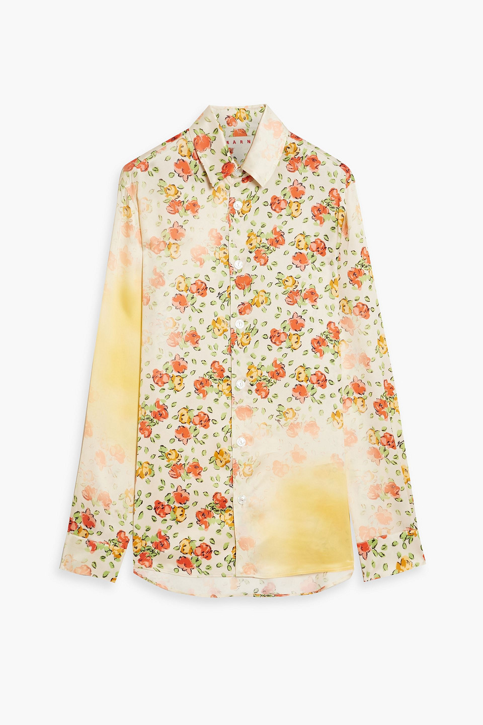Floral-print satin shirt