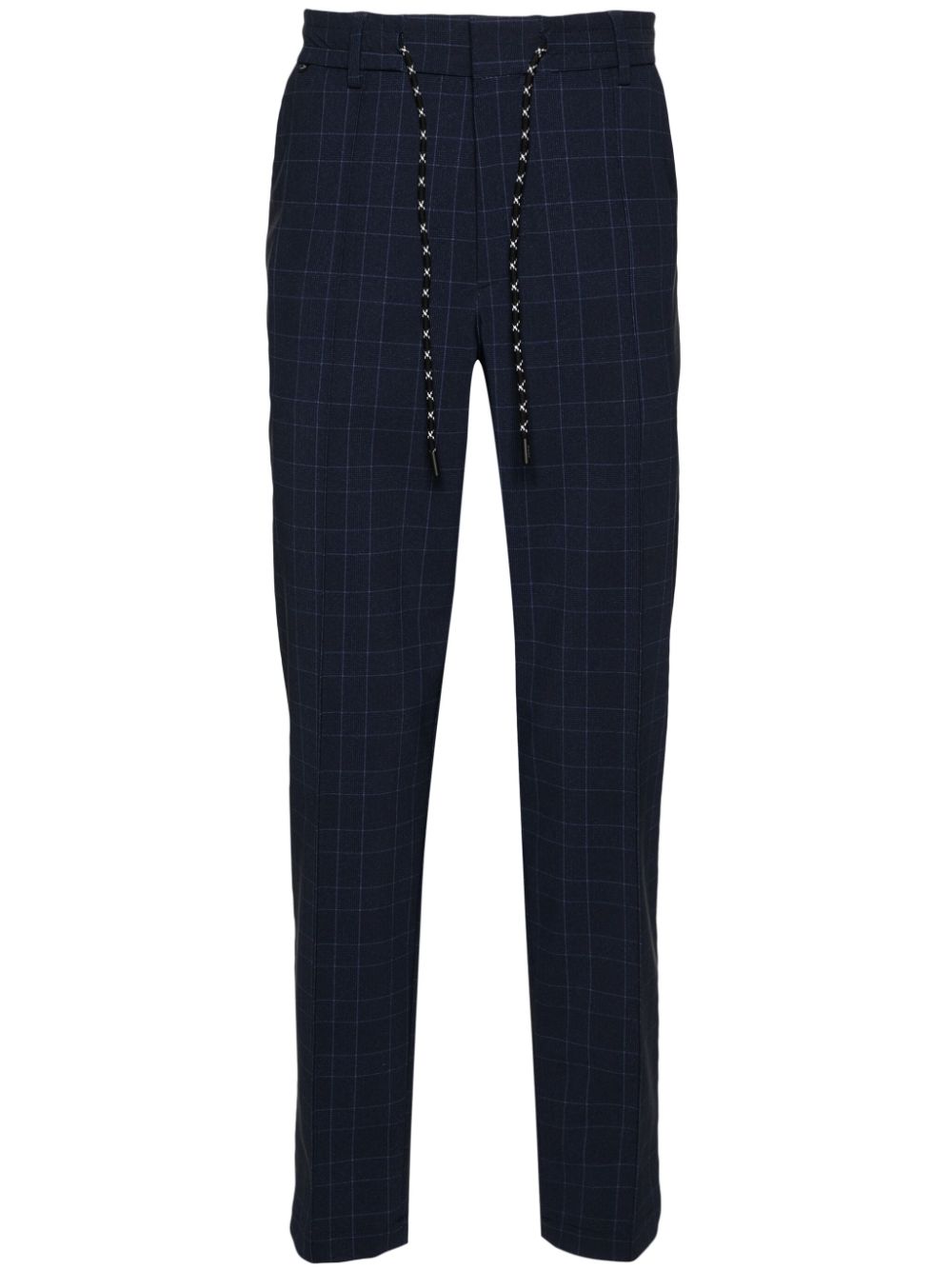 Checked mid-rise tapered trousers - Blue