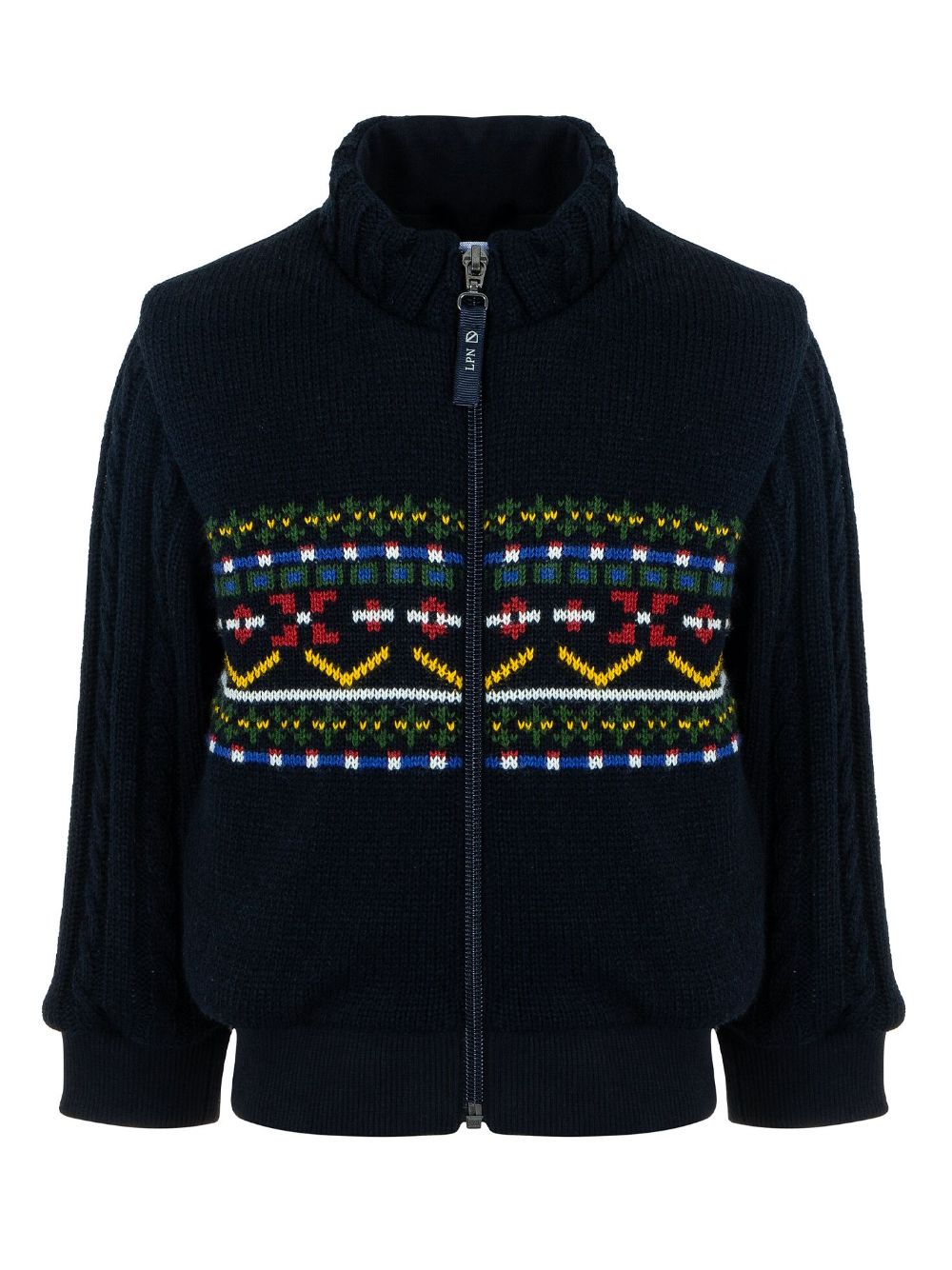 Patterned intarsia-knit wool cardigan - Blue