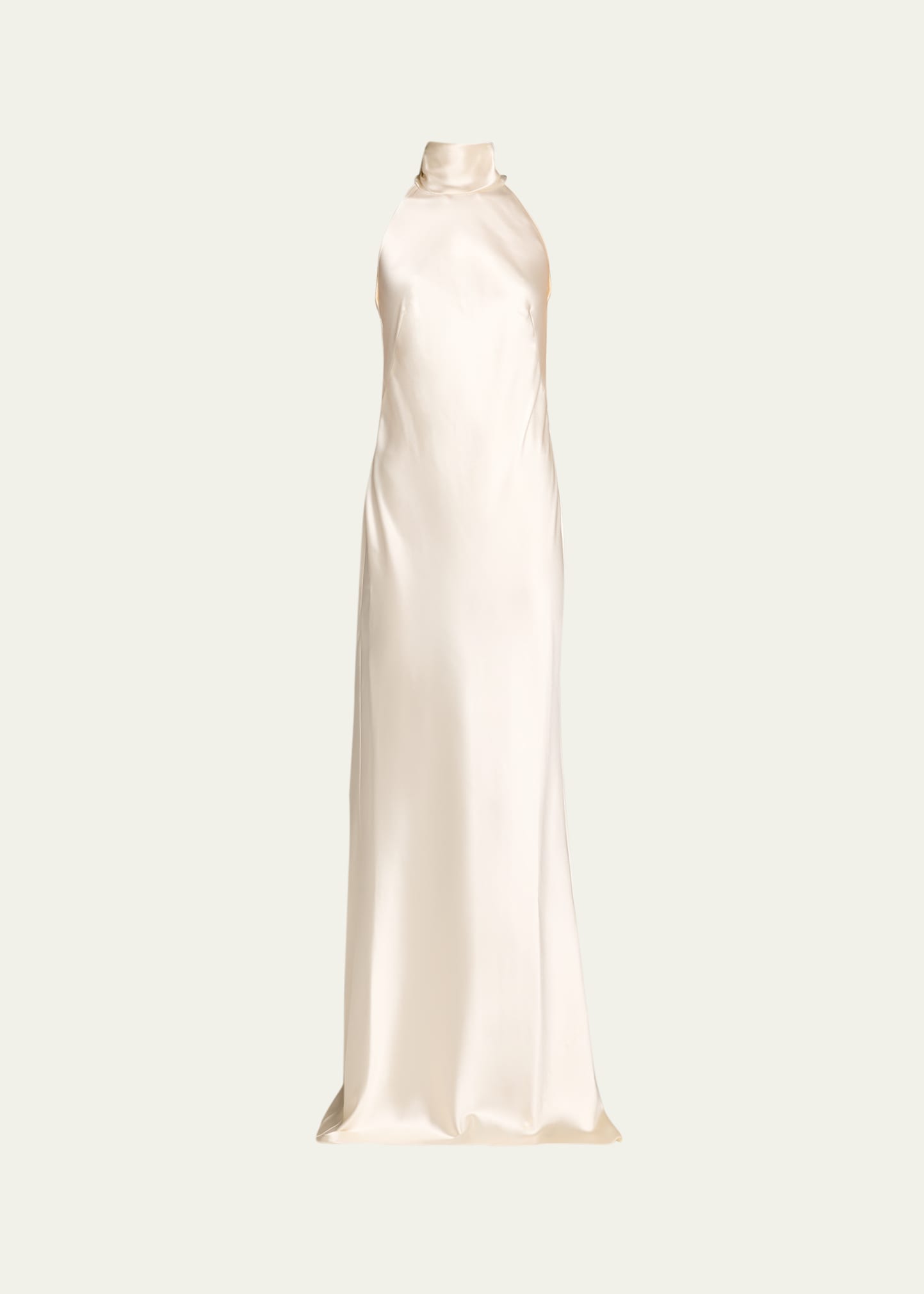 Chilton Stretch Satin Sleeveless Halter Gown