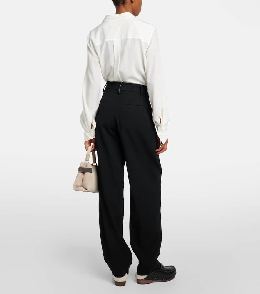 High-rise gabardine wide-leg pants