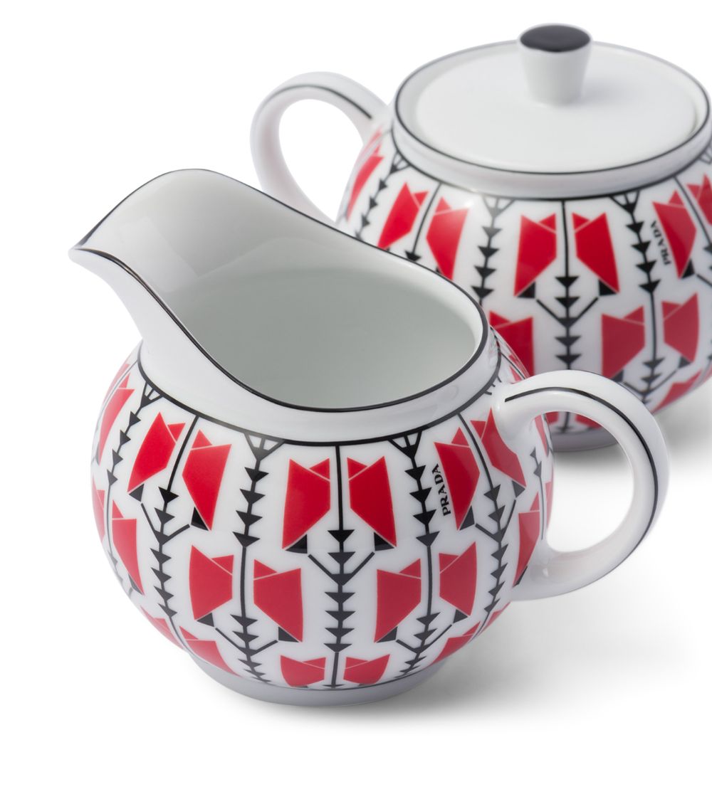 Porcelain Vienna Arrows Creamer Jug and Sugar Pot Set