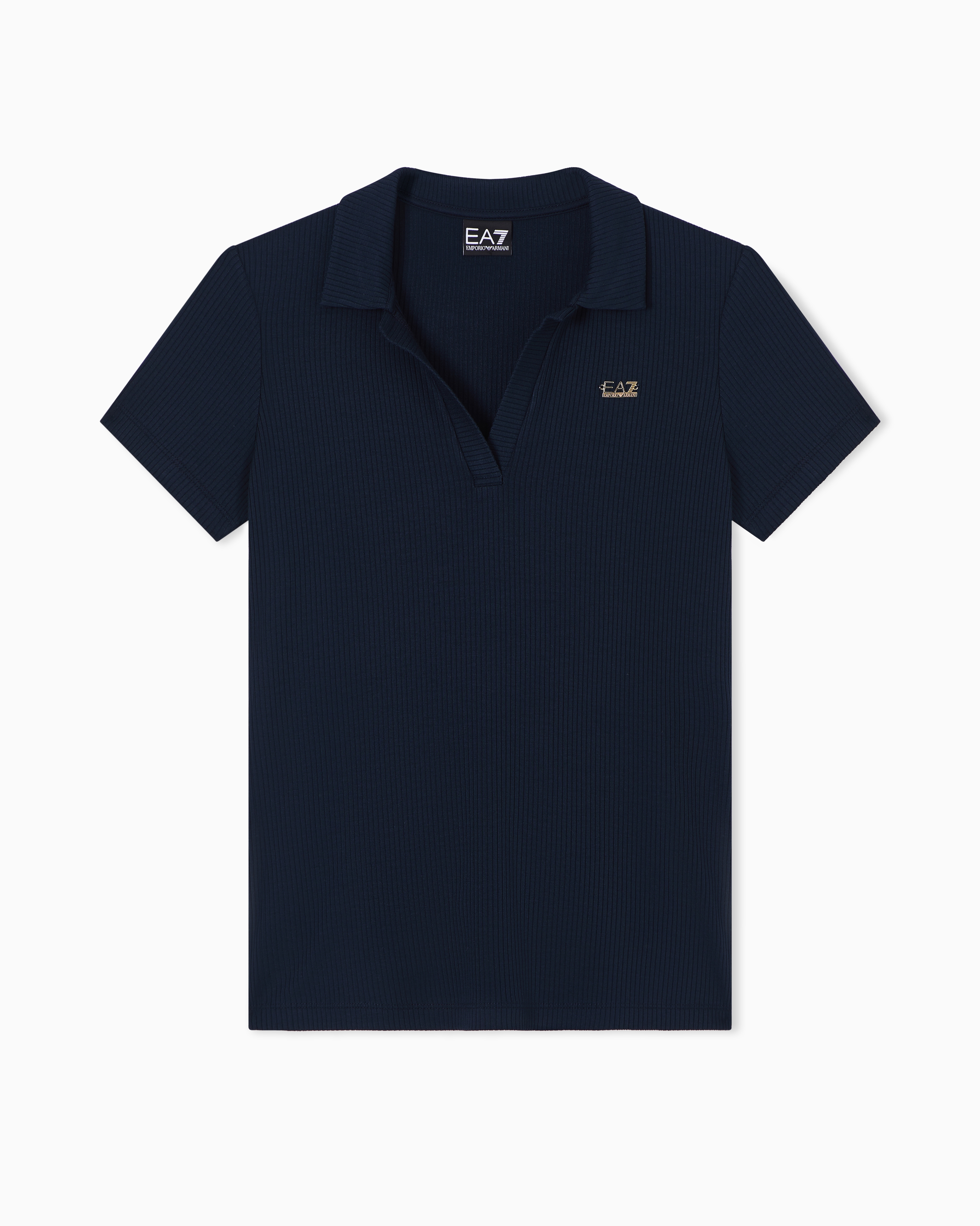Stretch viscose jersey polo-neckline T-shirt