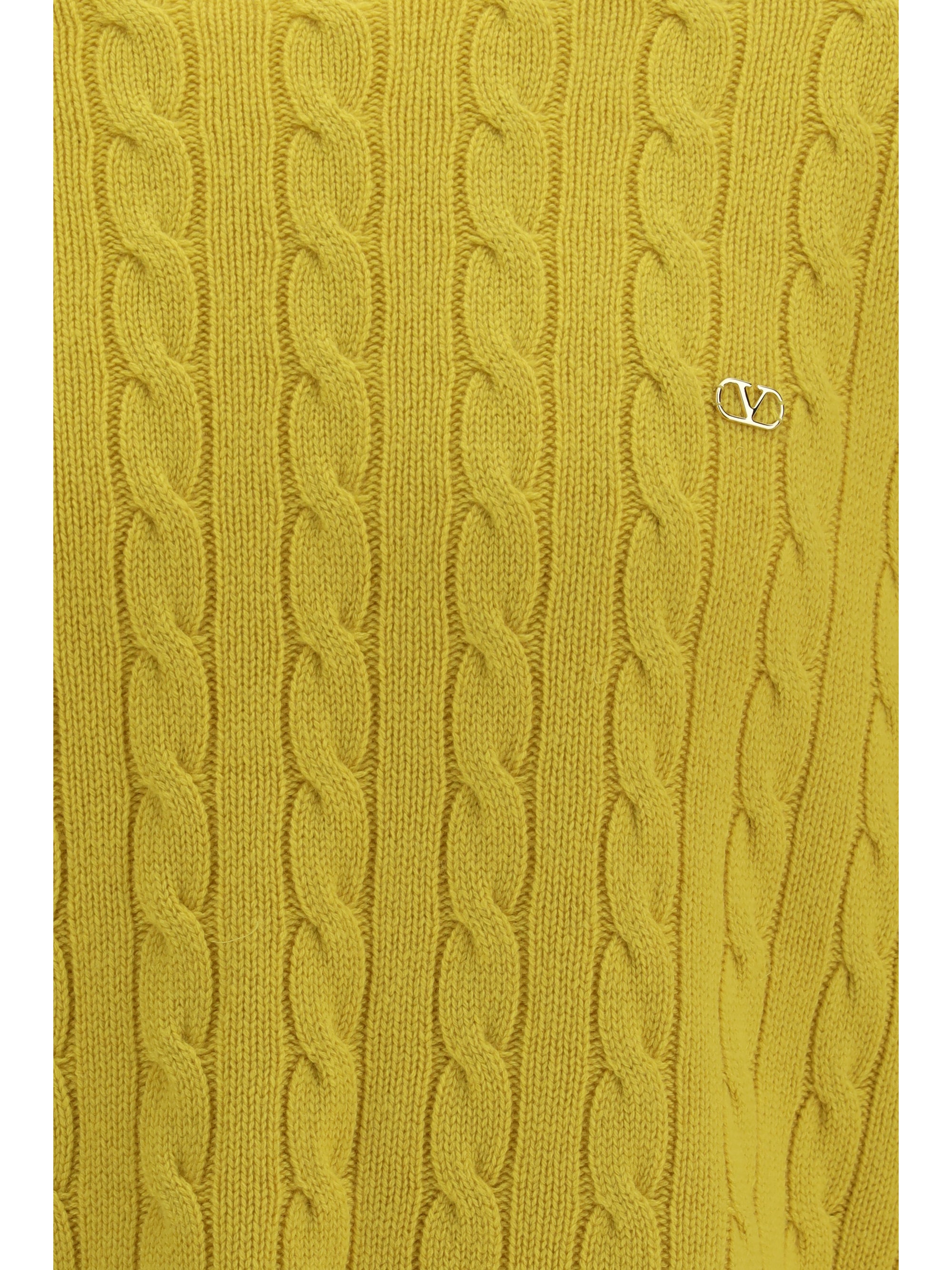 Cable-Knit Cashmere Sweater — Yellow