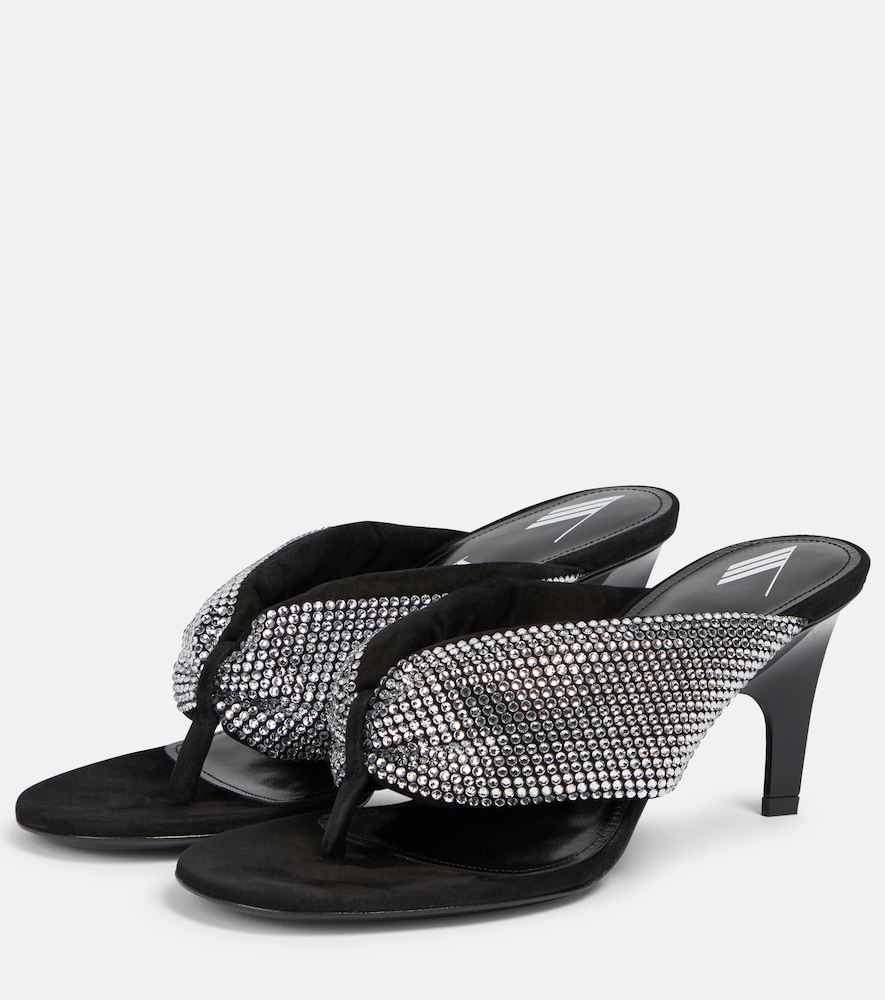 Rem satin crystal-embellished thong sandals