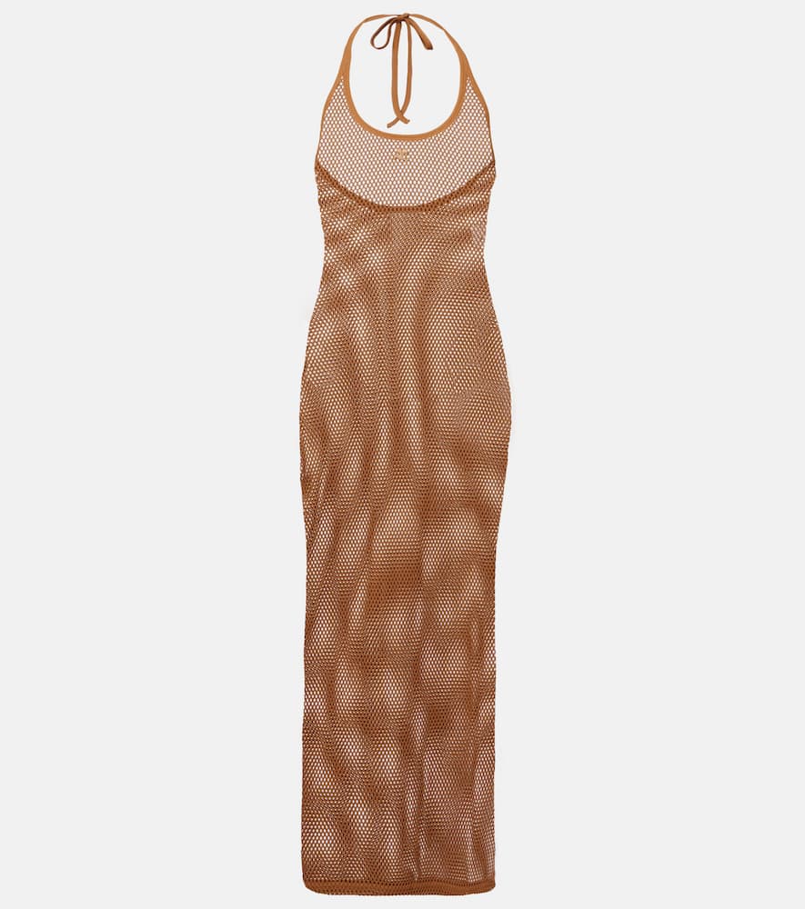 Courrèges Sheer cotton mesh midi dress