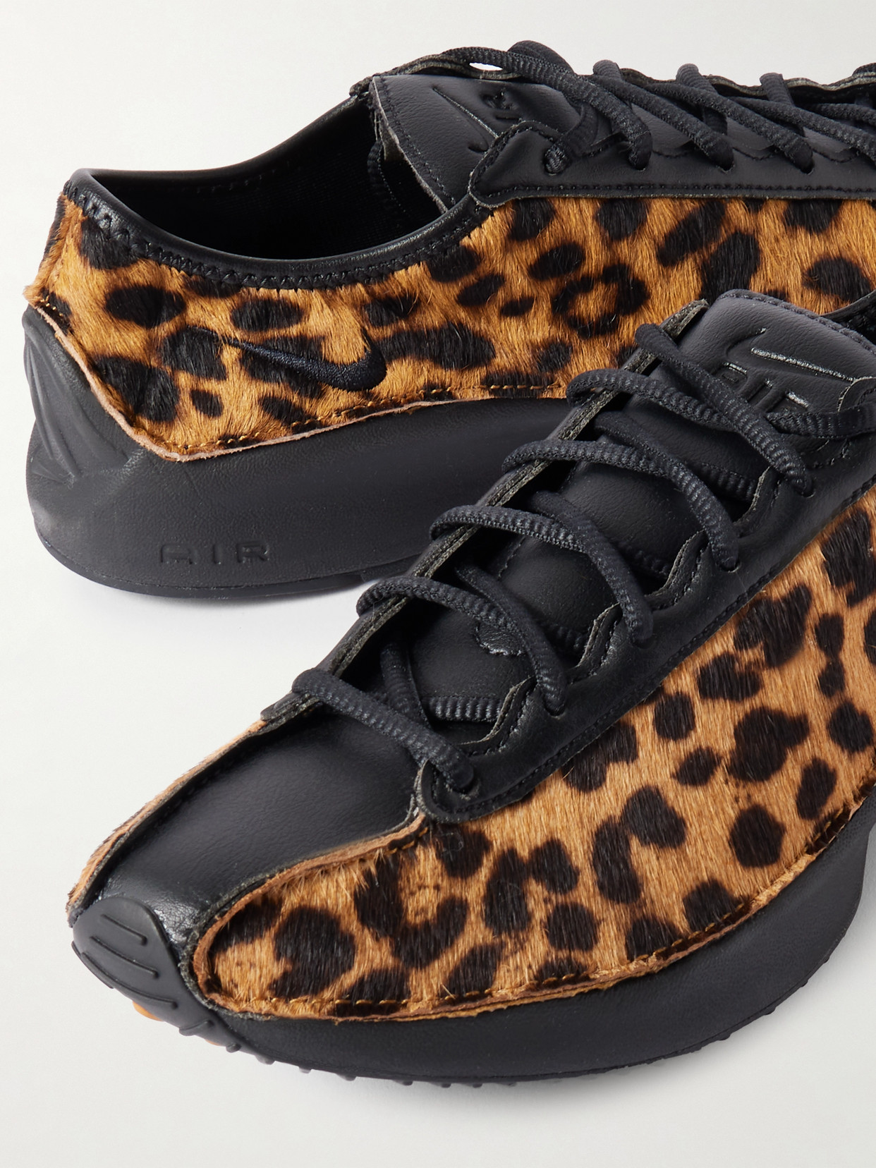 Air Superfly Lx Leather-trimmed Leopard-print Calf Hair Sneakers - Animal print