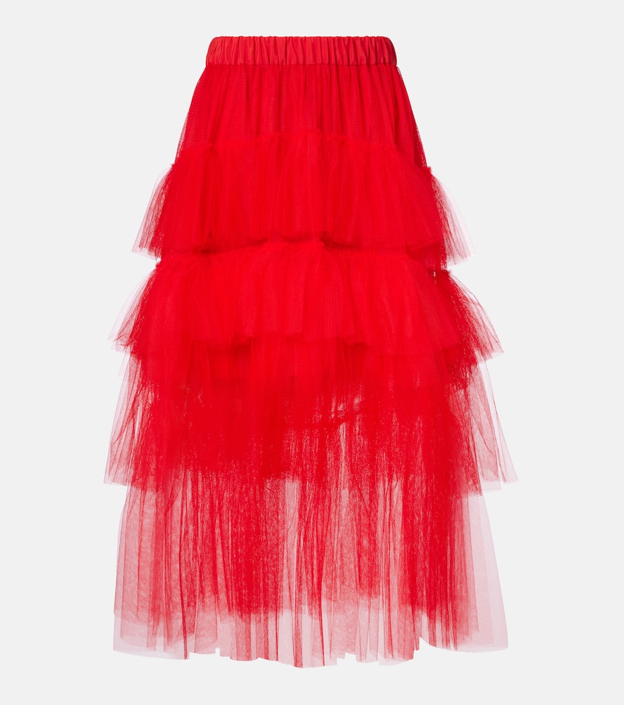 Tiered tulle midi skirt
