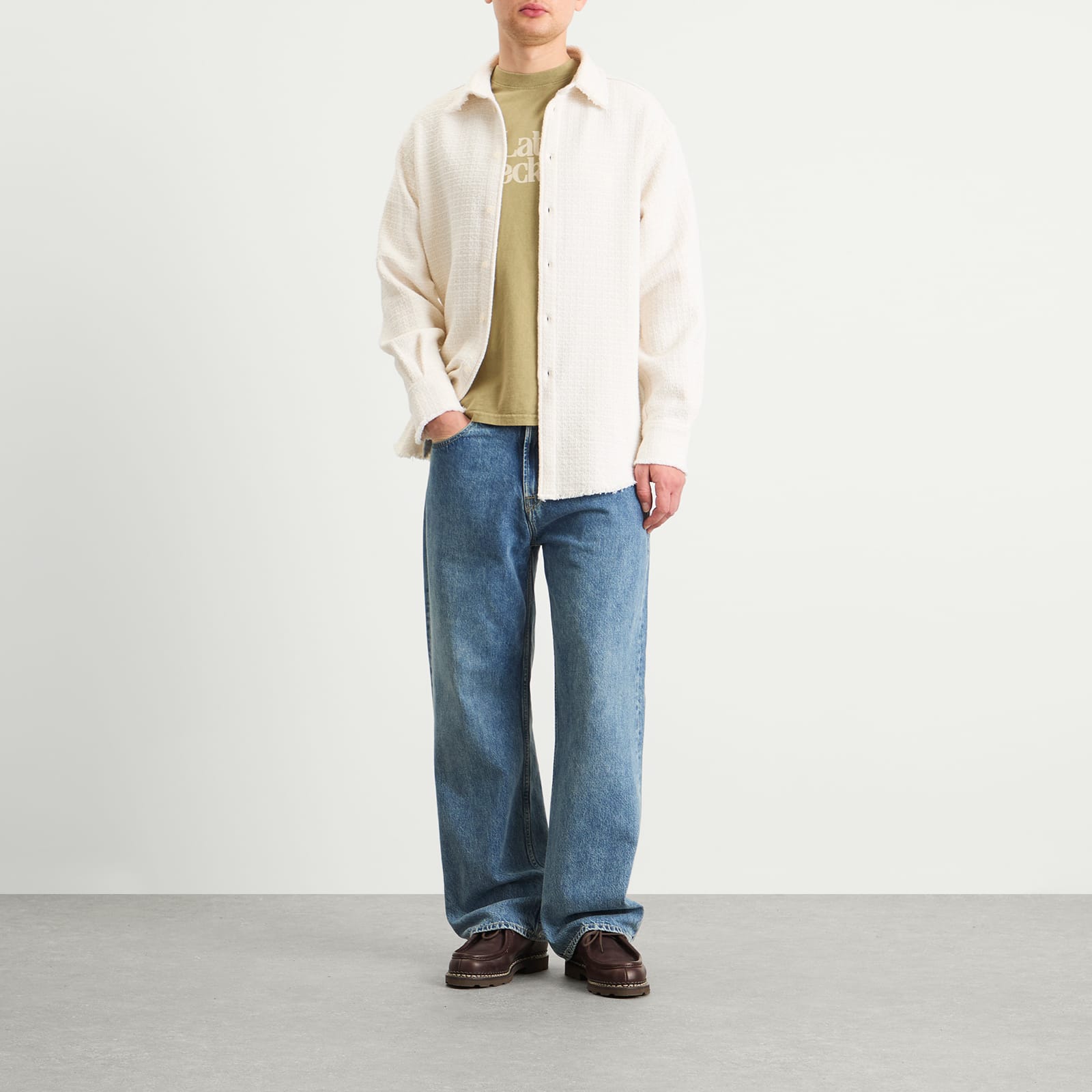 Men's White Raw Edge Western Shirt