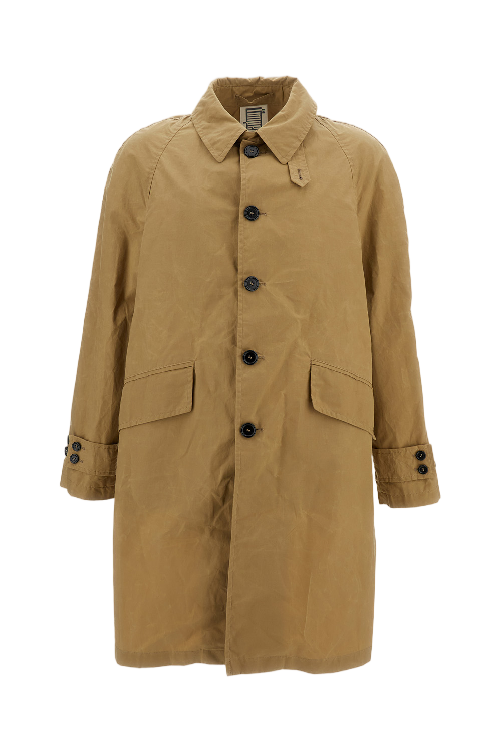 Mid-Length Beige Coat with Classic Collar
